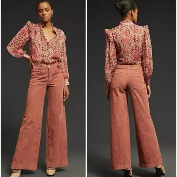 Anthropologie Pants - ANTHROPOLOGIE x PILCRO Gwen Wide Leg Corduroy Pant Rose Pink Sz 29T NWT $128 N37